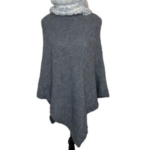 Cocogio Made In Italy Turtleneck Poncho Acryllic/Wool/Alpaca Blend Gray One Size